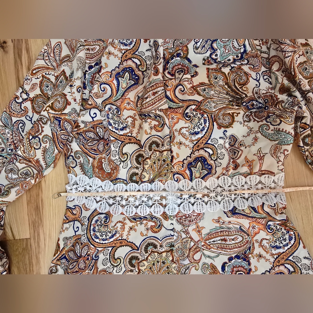 Paisley Long Sleeve Dress with Lace Detail, L - Picture 14 of 16
